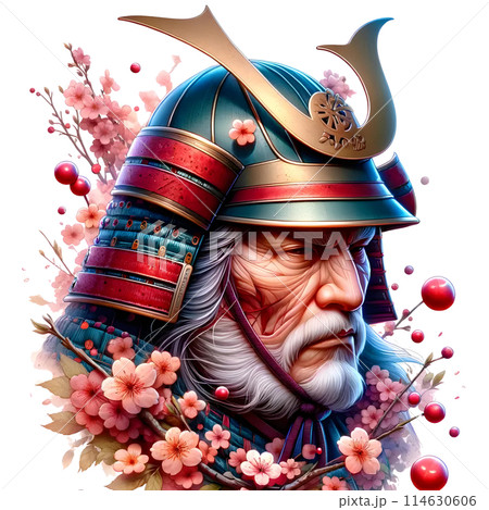 3D samurai face 114630606