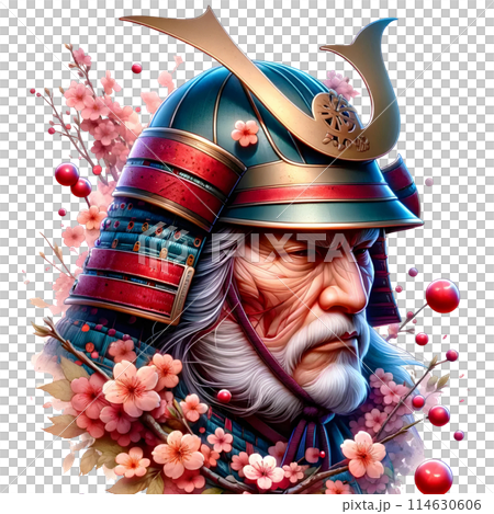 3D samurai face 114630606