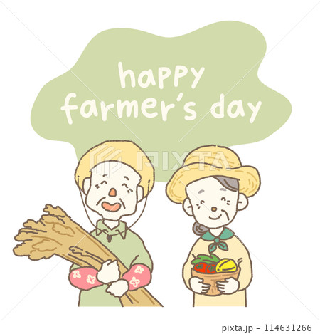 illustration of elderly farmer couple illustration of elderly farmer couple 114631266