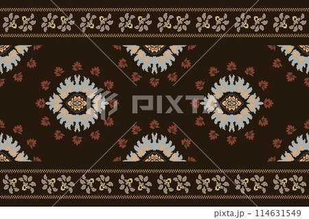 Ikat tribal Indian seamless pattern. Ethnic Aztec fabric carpet mandala ornament native boho chevron textile.Geometric African American oriental traditional vector illustrations. Embroidery style. Ikat tribal Indian seamless pattern. Ethnic Aztec fabric carpet mandala ornament native boho chevron textile.Geometric African American oriental traditional vector illustrations. Embroidery style. 114631549
