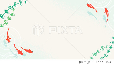 日本の夏の背景素材　金魚と水草 114632403