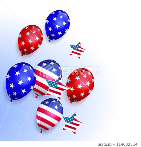 Isolated design element, silhouette of balloons with America flag ornament 114632514
