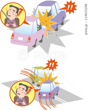 交通安全＜居眠り運転・追突事故＆正面衝突（ビジネスマン）＞ 114633206