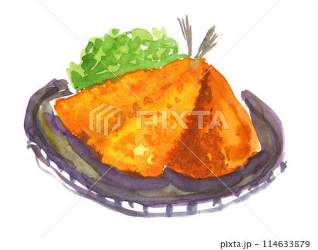 水彩で描いたアジフライ24517pix7 水彩で描いたアジフライ24517pix7 114633879