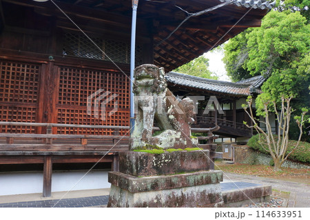 Muko-Jinja Shinto Shrine in Muko City of Kyoto Japan. Founded in the year 718 by the Mutobe clan as requested by Emperor Jinmu. Its design was copied by the Meiji Jingu in Tokyo. Muko-Jinja Shinto Shrine in Muko City of Kyoto Japan. Founded in the year 718 by the Mutobe clan as requested by Emperor Jinmu. Its design was copied by the Meiji Jingu in Tokyo. 114633951