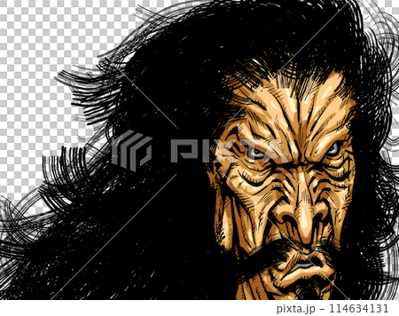 怖い顔をした老人男性のイラスト 114634131