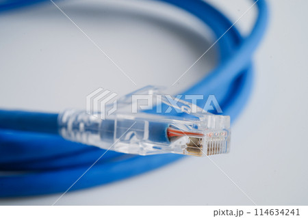 Ethernet cable for connect to wireless router link to internet service provider network. 114634241