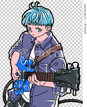 一個彈電吉他的男人的插圖 一個彈電吉他的男人的插圖 114634264