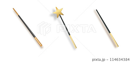 Realistic magic wand with set isolated on transparent background. Vector Realistic magic wand with set isolated on transparent background. Vector 114634384
