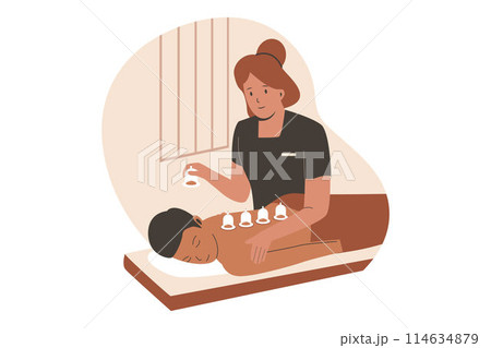 Cupping therapist vector concept 114634879