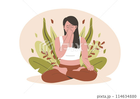 Pranayama vector concept Pranayama vector concept 114634880