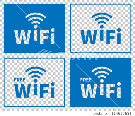 wi-fiマークのセット 青 114635651