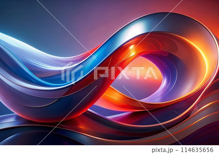 Abstract, modern design with glossy, flowing forms, warm to cool color palette, dynamic atmosphere, generative ai Abstract, modern design with glossy, flowing forms, warm to cool color palette, dynamic atmosphere, generative ai 114635656