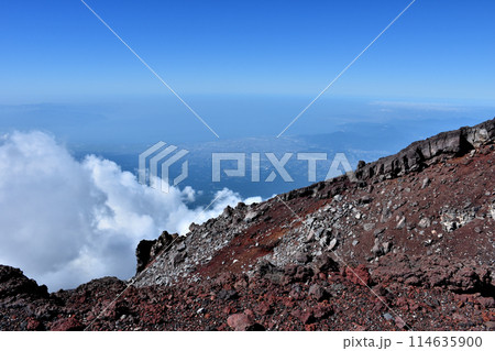 富士山からの眺め、駿河湾、富士市方面、 富士山からの眺め、駿河湾、富士市方面、 114635900