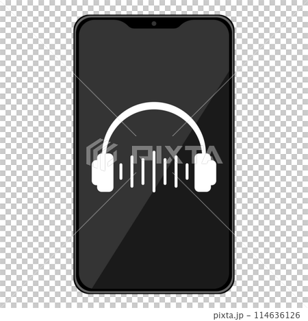 Smartphone and headphones icon black screen 114636126