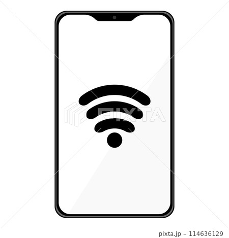 スマートフォンとWi-Fiのアイコン 白画面 スマートフォンとWi-Fiのアイコン 白画面 114636129