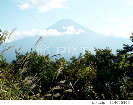 山梨県_武田信玄の戦国広場絶景やぐらから付近から富士山方面風景1_2022年10月 山梨県_武田信玄の戦国広場絶景やぐらから付近から富士山方面風景1_2022年10月 114636300