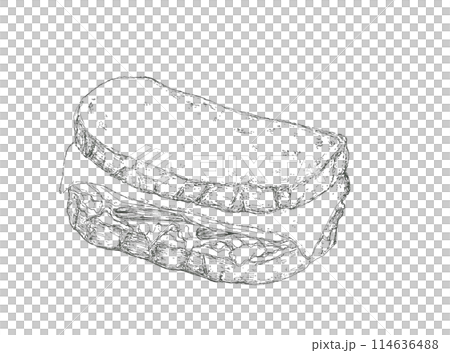 分厚いサンドイッチの手描きイラスト 分厚いサンドイッチの手描きイラスト 114636488
