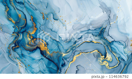 Blue background marble abstract texture pattern gold 114636792
