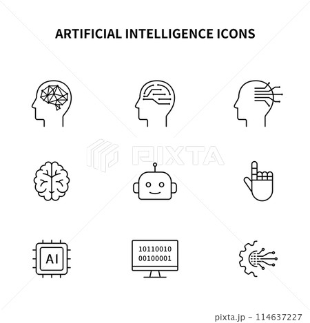 シンプルアイコンセット|人工知能・AI・ロボット・コンピューター シンプルアイコンセット|人工知能・AI・ロボット・コンピューター 114637227