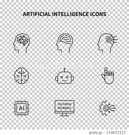 シンプルアイコンセット|人工知能・AI・ロボット・コンピューター シンプルアイコンセット|人工知能・AI・ロボット・コンピューター 114637227