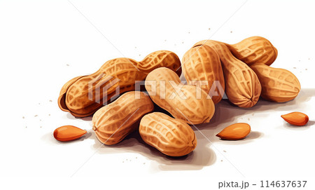 Hand drawn peanut illustration white background 114637637