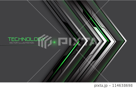 Abstract silver black circuit green cyber arrow direction geometric on grey design modern futuristic technology background vector Abstract silver black circuit green cyber arrow direction geometric on grey design modern futuristic technology background vector 114638698