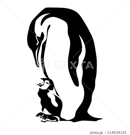 Penguin Black and white Vector silhouette isolated on white background Penguin Black and white Vector silhouette isolated on white background 114639191