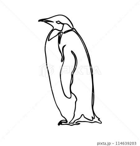 Penguin Line Art Vector. Penguin one continuous line design vector Illustration isolated on white background 114639203