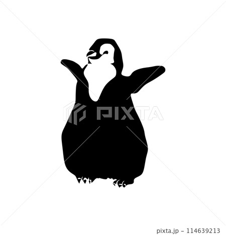 Penguin Black and white Vector silhouette isolated on white background 114639213