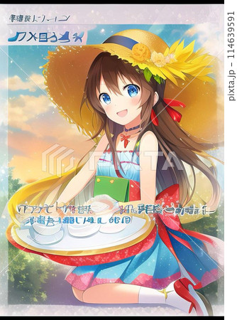 麦わら帽子の美少女 114639591