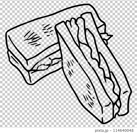 ハムレタスサンドイッチ線画 114640048