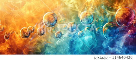 Group of soap bubbles floating in the air 114640426