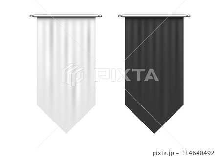 rectangular black and white pennant flags. hanging flags mock up. Vector illustration rectangular black and white pennant flags. hanging flags mock up. Vector illustration 114640492