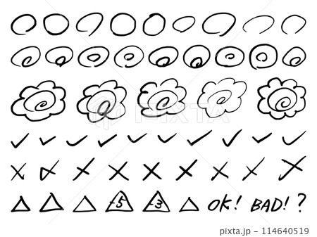 テストの採点素材 手描き テストの採点素材 手描き 114640519