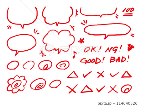 テストの採点素材　手描き　赤ペン 114640520