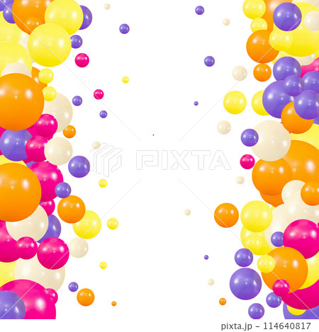 Colorful abstract background. Photo frame made of colorful balloons. Design element. eps 10 114640817