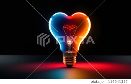 Vivid Heart Lightbulb on Red and Blue 114641335