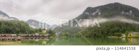 Passenger boat station, pier or dock on Konigsee lake in Berchtesgaden, Germany Passenger boat station, pier or dock on Konigsee lake in Berchtesgaden, Germany 114641538