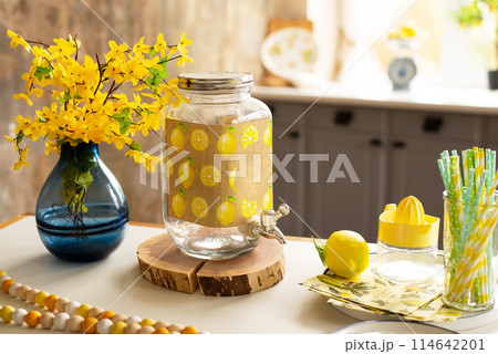 cocktail lemonade set on the kitchen table 114642201