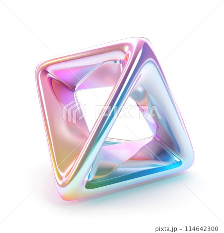 A translucent, tetrahedron glowing with iridescent pastel hues A translucent, tetrahedron glowing with iridescent pastel hues 114642300
