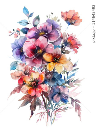Elegant Watercolor Floral Arrangement in Soft Hues Elegant Watercolor Floral Arrangement in Soft Hues 114642492