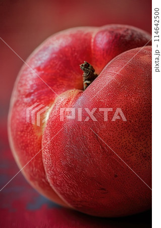 Fresh Dew-Kissed Peach Close-up on Dark Background 114642500