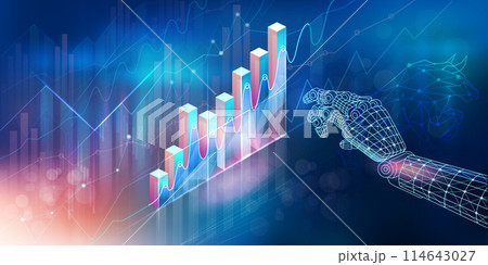 Infographics with the concept of the interaction of AI with the global market 114643027