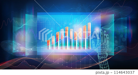 Abstract infographics on the topic of the development of financial indicators and investments 114643037