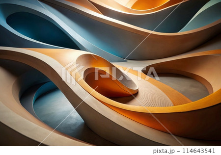 Abstract, modern design with earthy, glossy color palette, flowing forms, generative ai Abstract, modern design with earthy, glossy color palette, flowing forms, generative ai 114643541