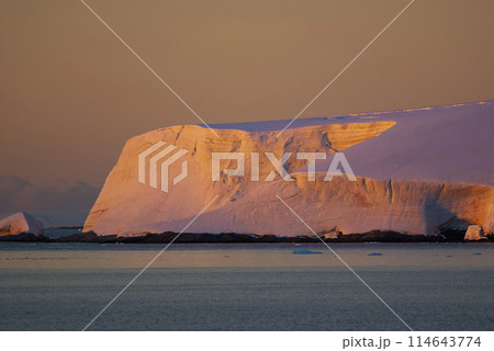 Lemaire strait coastal landscape, mountains and icebergs, Antarctic Peninsula, Antartica. Lemaire strait coastal landscape, mountains and icebergs, Antarctic Peninsula, Antartica. 114643774