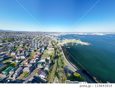 「青森県」ドローンで蕪島付近を空撮 種差海岸 「青森県」ドローンで蕪島付近を空撮 種差海岸 114643914
