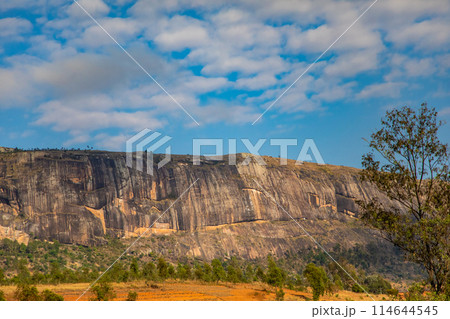 view of hills and mountains along main Madagascar road view of hills and mountains along main Madagascar road 114644545