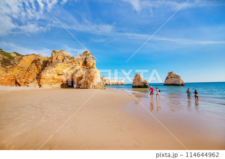 stunningly beautiful rocks in ocean near coast 114644962